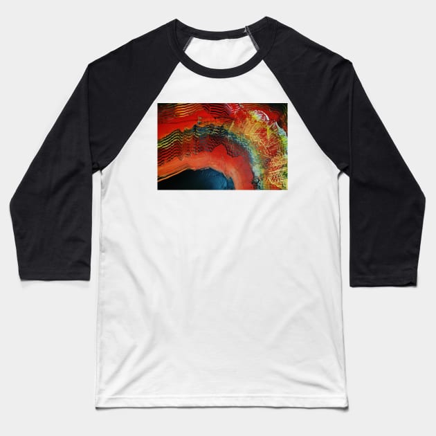 Red gold black abstract paintng Baseball T-Shirt by artsale